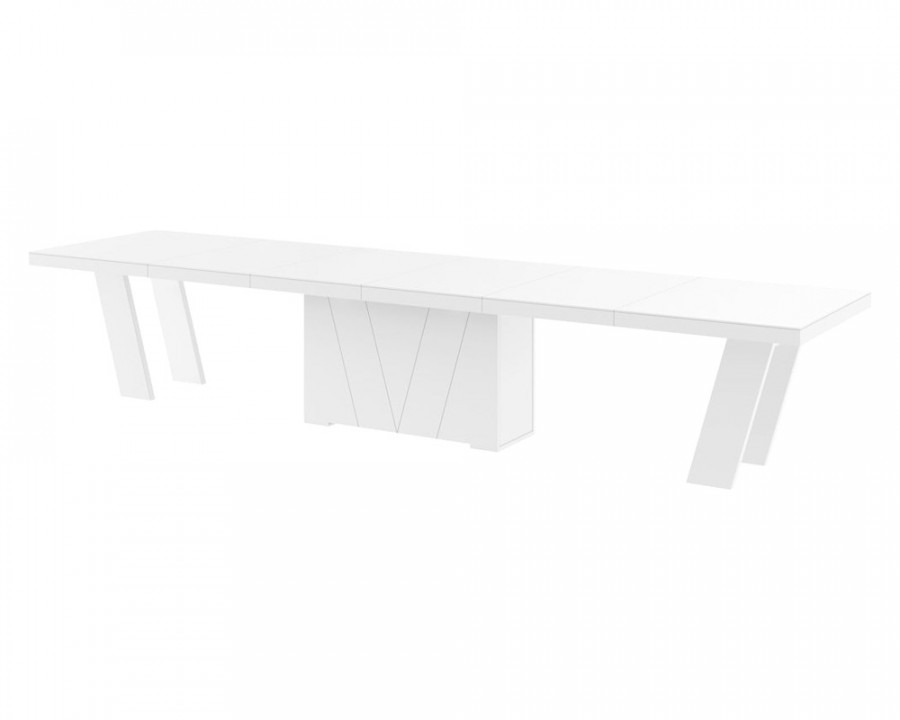 Maxima Aleta Dining Table with 4 Extension Leaves for up to 20 People - White