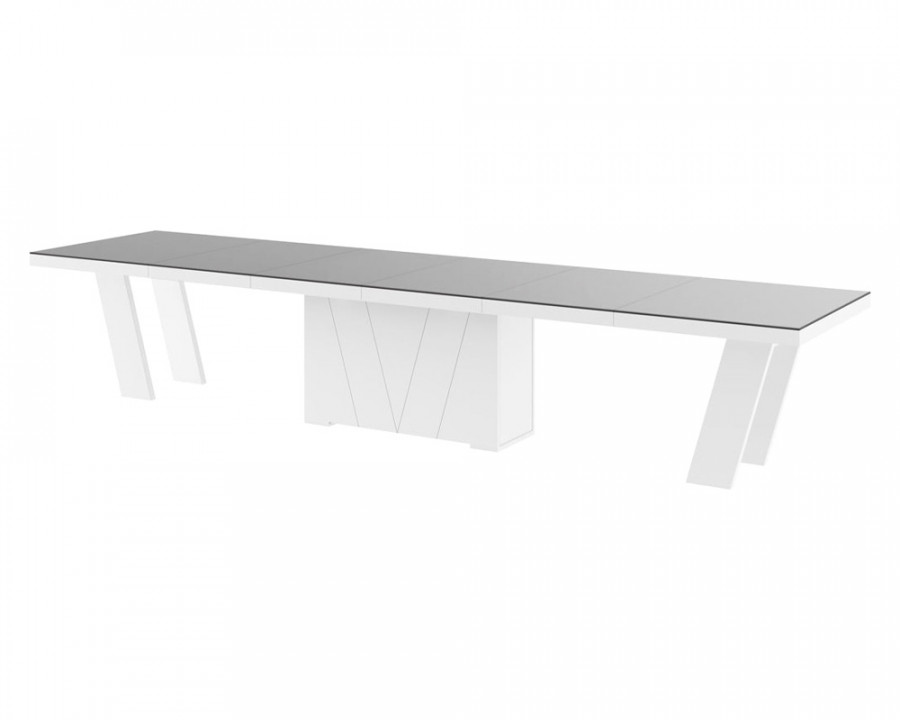 Maxima Aleta Dining Table with 4 Extension Leaves for up to 20 People - Gray/White