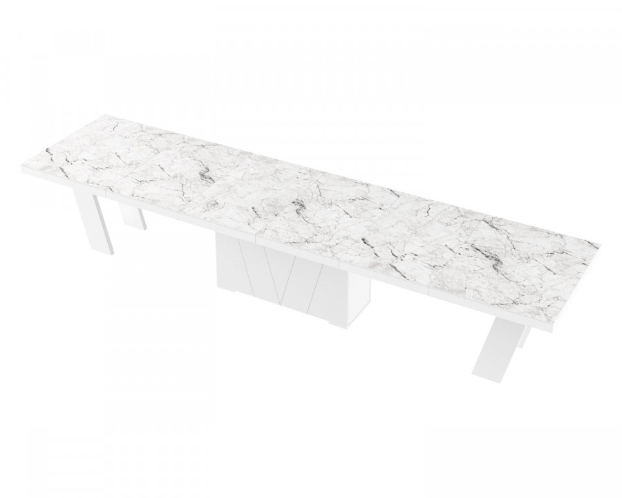 Maxima Aleta Dining Table with 4 Extension Leaves for up to 20 People - Venatino/White