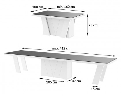 Maxima - Aleta Dining Set with 4 Self-Storing Leaves Plus 10 Chairs