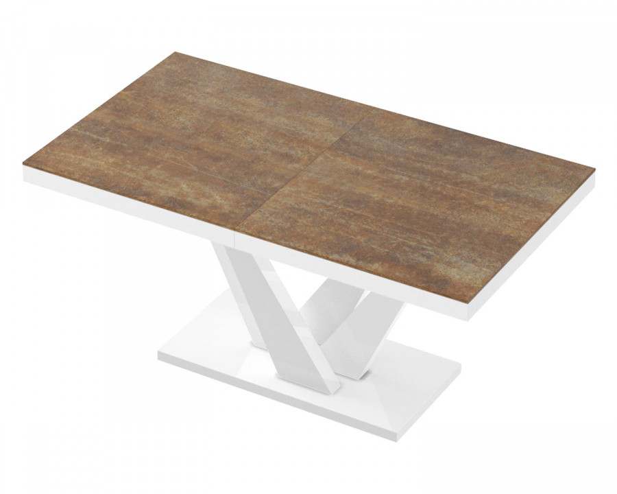 Maxima Chara Dining Table - Lava Rock Matt/White Glossy