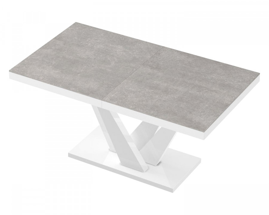 Maxima Chara Dining Table - Gray Stone Matt/White Glossy