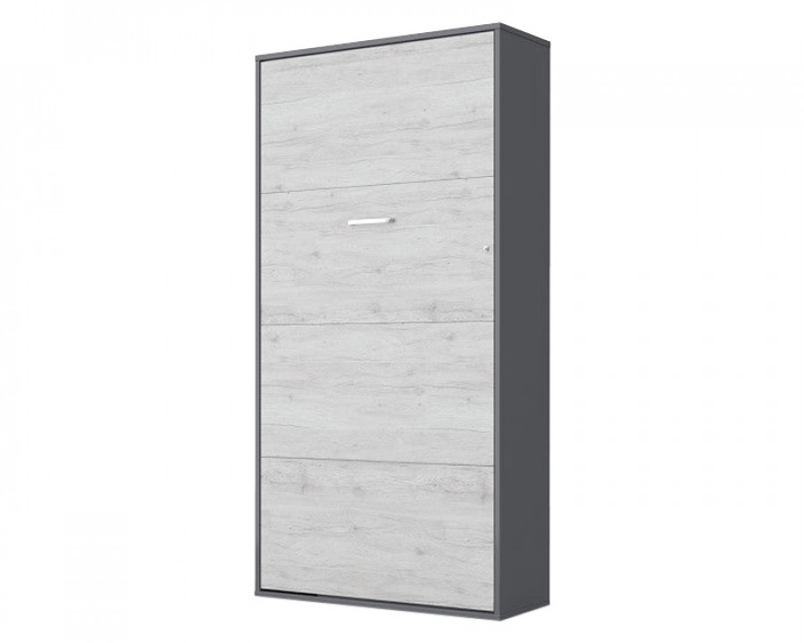 Maxima Inverto Murphy Vertical Bed with Mattress - White/Gray, Twin Size