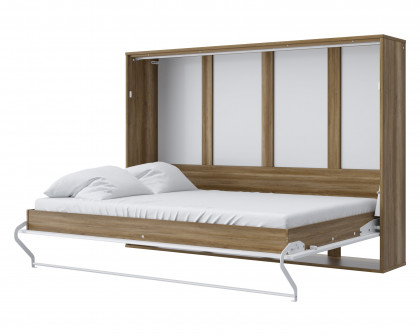 Maxima Inverto Murphy Horizontal Bed with Mattress - Oak Country/White, Full XL Size