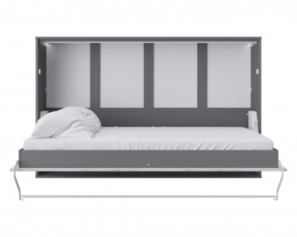 Maxima Inverto Murphy Horizontal Bed with LED and Mattress - Oak Country/White, Full Size