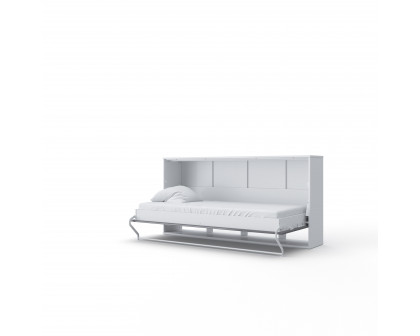 Maxima Inverto Murphy Horizontal Bed with Mattress - White/Gray, Twin Size