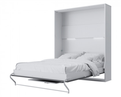 Maxima Inverto Murphy Vertical Bed with Desk - Gray/White, Queen Size