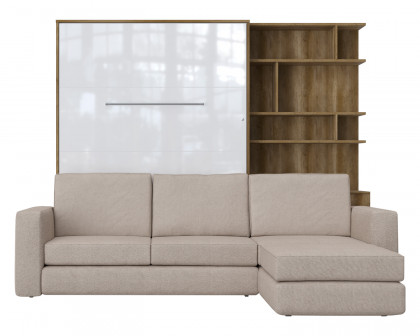 Maxima - Invento Full Xl Vertical Murphy Bed with Corner Sofa and A Bookcase in Standard