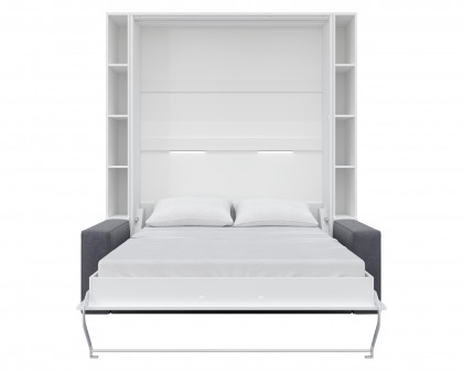 Maxima - Inverto Murphy White Gray Vertical Bed with Sofa and Two Cabinets