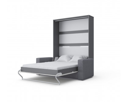 Maxima Inverto Murphy Vertical Bed with Sofa - Gray/White, Full XL Size