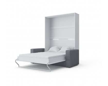 Maxima Inverto Murphy Vertical Bed with Sofa - White/Gray, Full XL Size