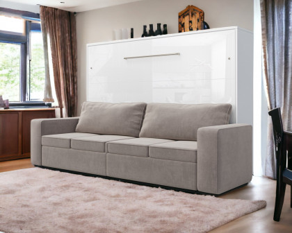 Maxima Inverto Murphy Horizontal Bed with Sofa - White/Beige, Full XL Size