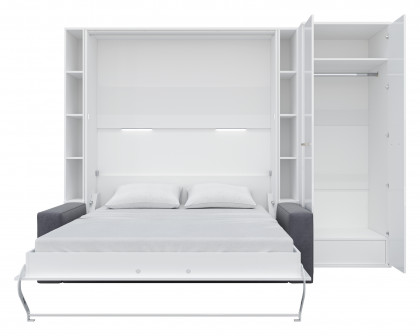 Maxima - Inverto Murphy Vertical Queen Size Bed with 2 Cabinets and Wardrobe