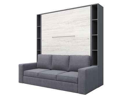 Maxima - Inverto Murphy White Gray Vertical Bed with Sofa and Two Cabinets