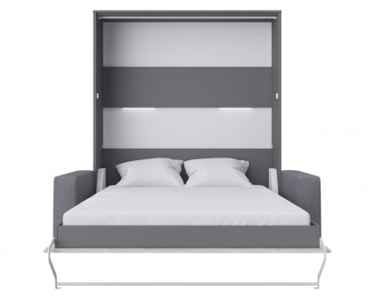 Maxima Inverto Murphy Vertical Bed with Sofa - Gray, Queen Size