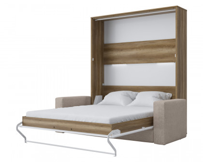 Maxima Inverto Murphy Vertical Bed with Sofa - Beige/White, Queen Size