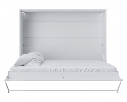 Maxima Inverto Murphy Horizontal Bed with Sofa - White/Beige, Queen Size