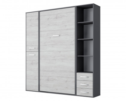 Maxima - Inverto Murphy Vertical Full Size Wall Bed with 2 Cabinets and Open Storage