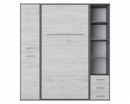 Maxima - Inverto Murphy Vertical Full XL Wall Bed with 2 Cabinets and Open Storage