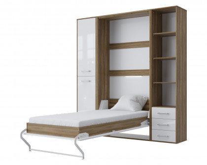 Maxima - Inverto Murphy Vertical Full XL Wall Bed with 2 Cabinets and Open Storage