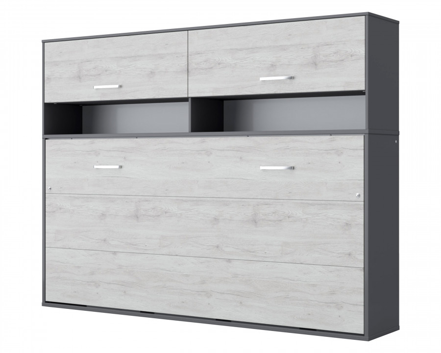 Maxima - Inverto Murphy Horizontal Twin Size Wall Bed with Cabinet on Top