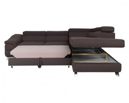 Maxima Beau Sectional Sleeper Sofa - Brown, Left Corner