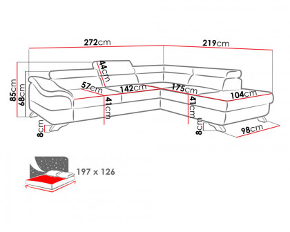 Maxima Beau Sectional Sleeper Sofa - Brown, Left Corner