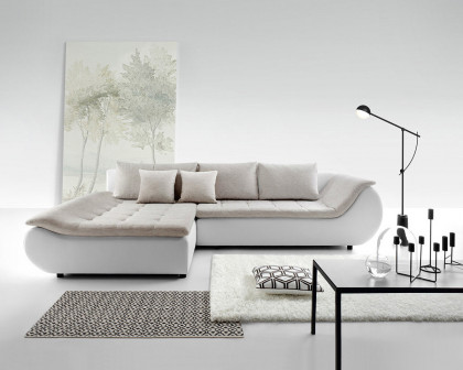 Maxima Ingrid Sectional Sleeper Sofa - White/Beige, Right Corner