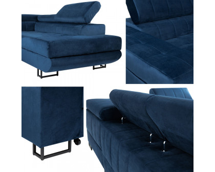 Maxima andrea Sectional Sleeper Sofa - Blue, Left Corner