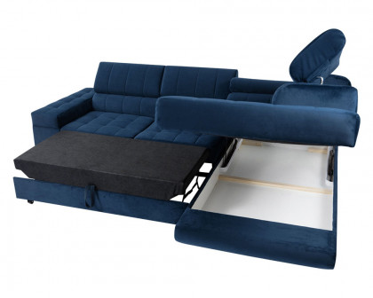 Maxima andrea Sectional Sleeper Sofa - Blue, Left Corner