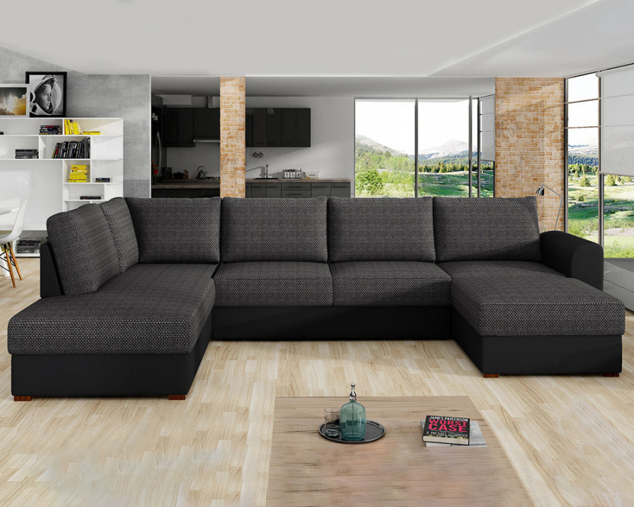 Maxima Matteo Sectional Sleeper Sofa - Black, Left Corner