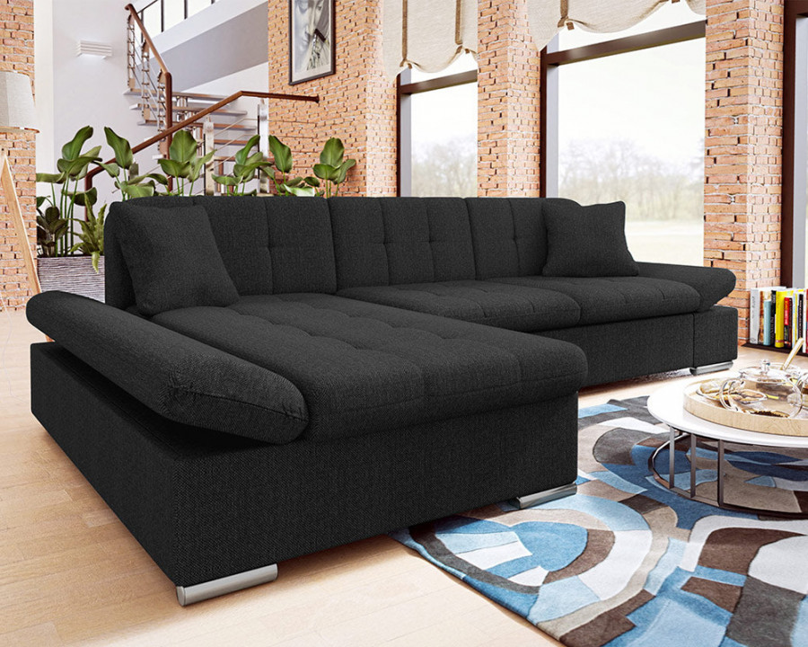 Maxima Felix Sectional Sleeper Sofa - Black, Right Corner