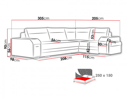 Maxima Magnus Sectional Sleeper Sofa - Dark Gray, Left Corner