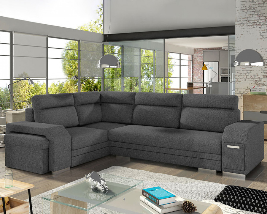 Maxima Magnus Sectional Sleeper Sofa - Dark Gray, Right Corner