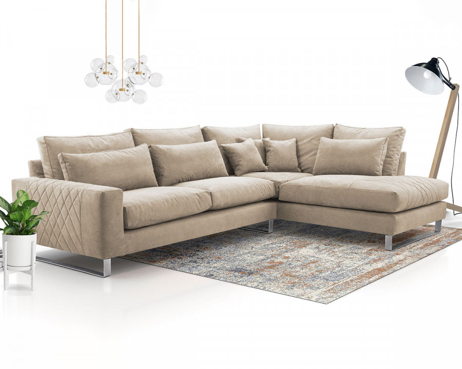 Maxima Flora Sectional Sofa - Beige, Left Corner