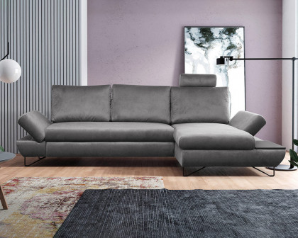 Maxima Astra Sectional Sleeper Sofa - Gray, Right Corner