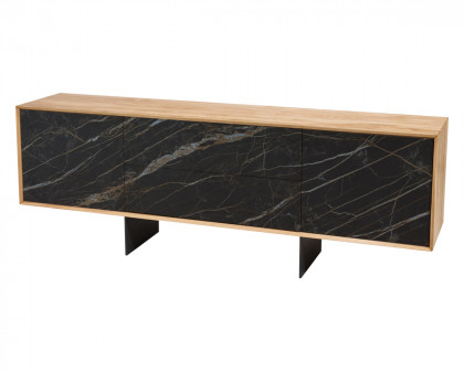 Maxima Ida Solid Wood Sideboard - Wood/White/Black