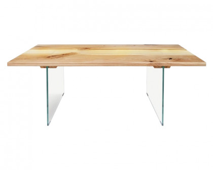 Maxima - Banur-Gl Solid Dining Table in Oak Wood/Tempered Glass