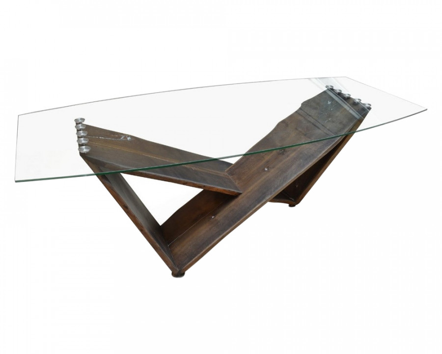 Maxima - Winik Glass Top Dining Table in Oak Wood