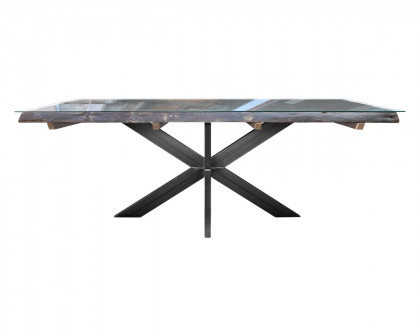 Maxima - Redde-Glass Solid Wood Dining Table in Black