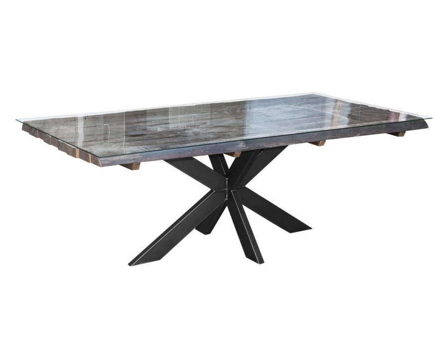 Maxima - Redde-Glass Solid Wood Dining Table in Black