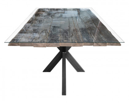 Maxima - Redde-Glass Solid Wood Dining Table in Black