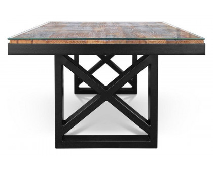 Maxima Kanto-T Glass Top Solid 70.8" Dining Table - Wood/Black