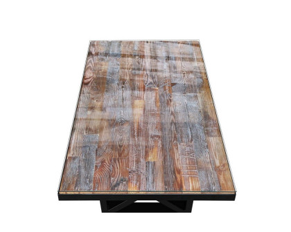 Maxima Kanto-T Glass Top Solid 70.8" Dining Table - Wood/Black