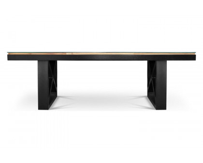 Maxima Kanto-T Glass Top Solid 70.8" Dining Table - Wood/Black