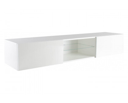 Maxima Modern Floating 71" Long TV Stand Vigo Glass with Led - White