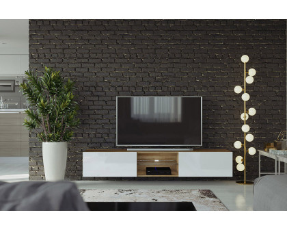 Maxima - Modern Floating 71" Long TV Stand Vigo Glass with Led