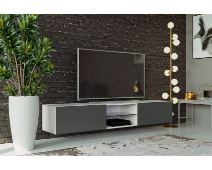 Maxima - Modern Floating 71" Long TV Stand Vigo Glass with Led