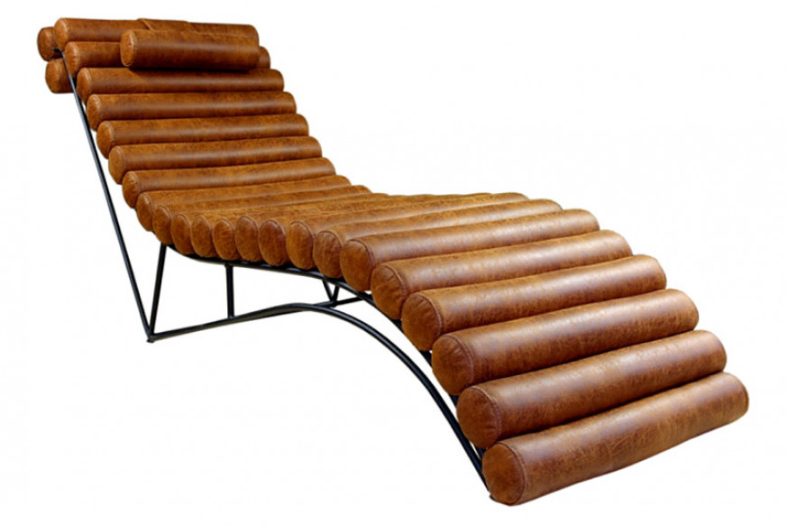 Maxima™ Rosabel Leather Chaise Lounge - Light Brown