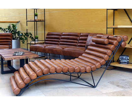 Maxima™ Rosabel Leather Chaise Lounge - Light Brown